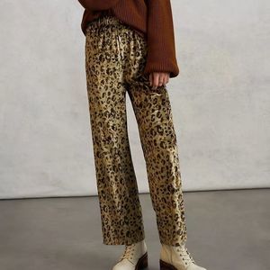 Anthropologie Cheetah Slim Velvet Pants